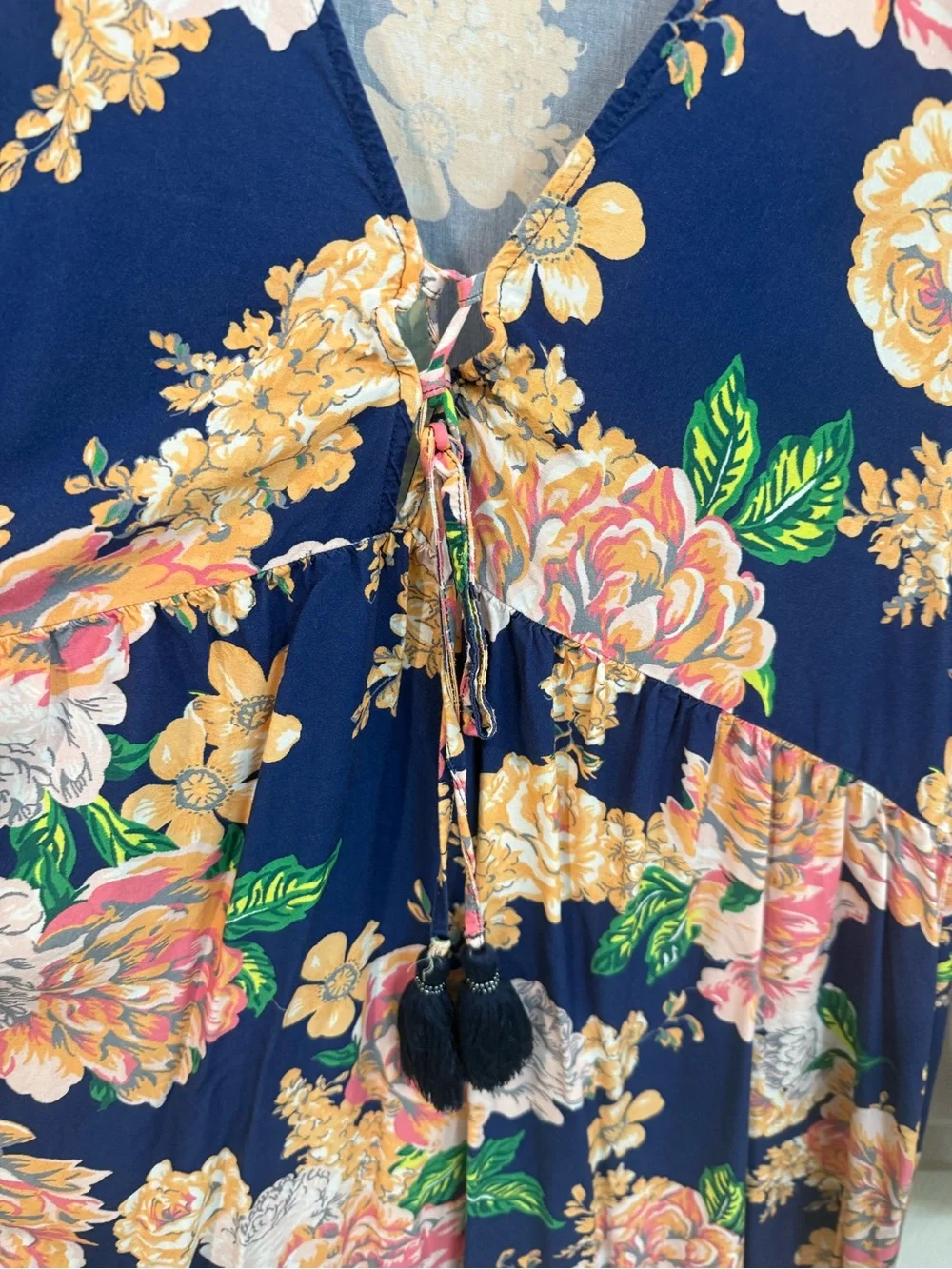 Maaji Navy Floral Coverup with Pink & Green Blooms